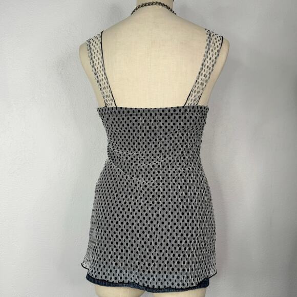 Coquette Dollette Polka Dots Black and White Mesh Babydoll Tank Top Size Small - Picture 4 of 6